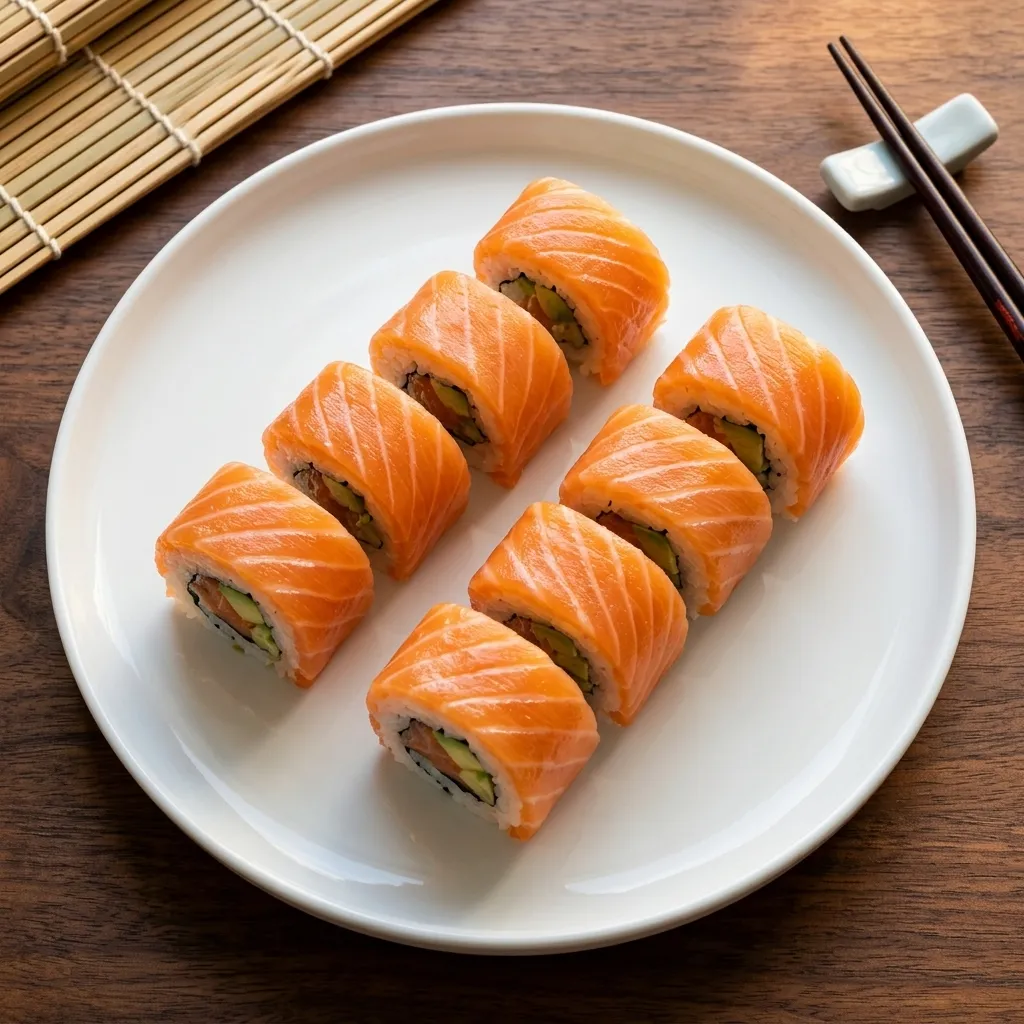 Hand-pressed salmon nigiri sushi at Watta Sushi in Winnipeg, MB